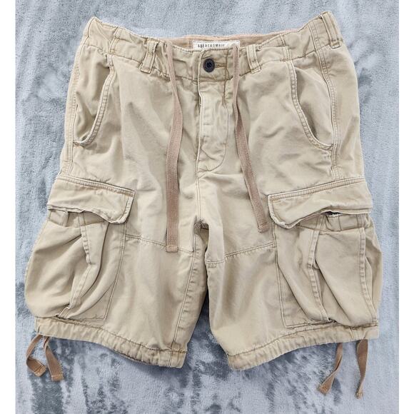 Vintage Abercrombie & Fitch Cargo Shorts Size 31 Tan Y2K Streetwear Outdoors - Picture 1 of 8